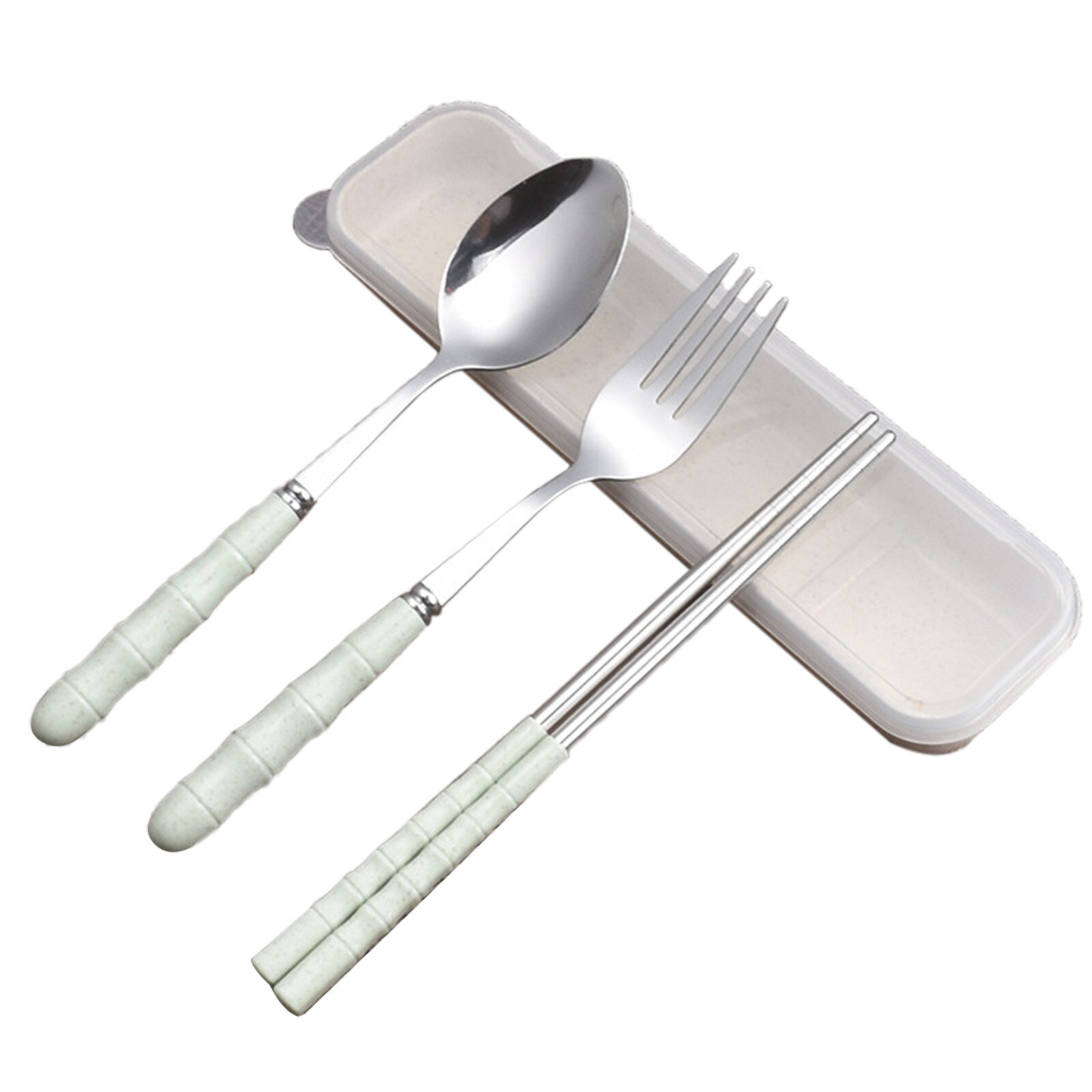 3-in-1 Stainless Steel Fork Spoon Chopsticks Set Kitchen Accessories Travel Dinner ware Sets With Plastic Case для кухни