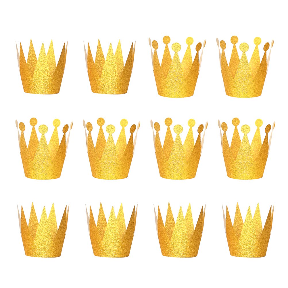 6Pcs Birthday Crown Hats Chic Delicate Crown Shape Hats Party Hats for Party Gathering: Golden 2