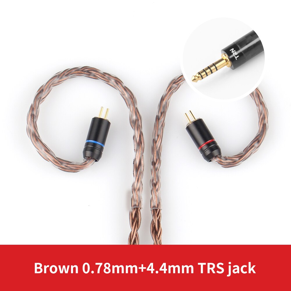Trn 16- adriges, versilbertes hifi-kopfhörerkabel mit mmcx-stecker 0.75mm 4.4mm to 2 0.78mm polig, austauschbar): Braun 0.78mm
