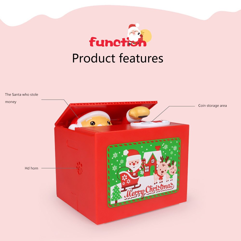 Kid Banking Toys Santa Claus Piggy Bank Cartoon Stealing Coin Santa Save Money Box Christmas Saving Pot Toy Coins Bank Xmas