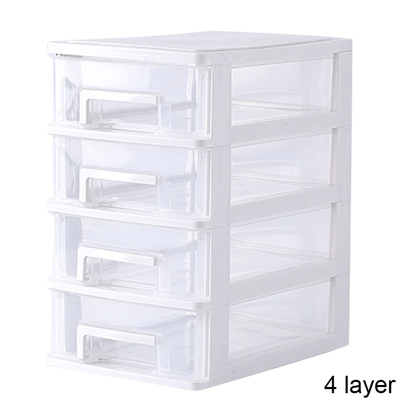 Plastic Desktop Drawer Transparent Sundries Small Objects Storage Case Organizer 3/4 Layers for Home Office Use EL: 3