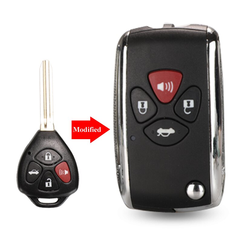 Jingyuqin-étui pour clé télécommande à 2/3/4 boutons, pour voiture Toyota Avlon Crown, Corolla, Camry, RAV4, Reiz, Yaris, Prado, coque Toy43: 4 Buttons Panic