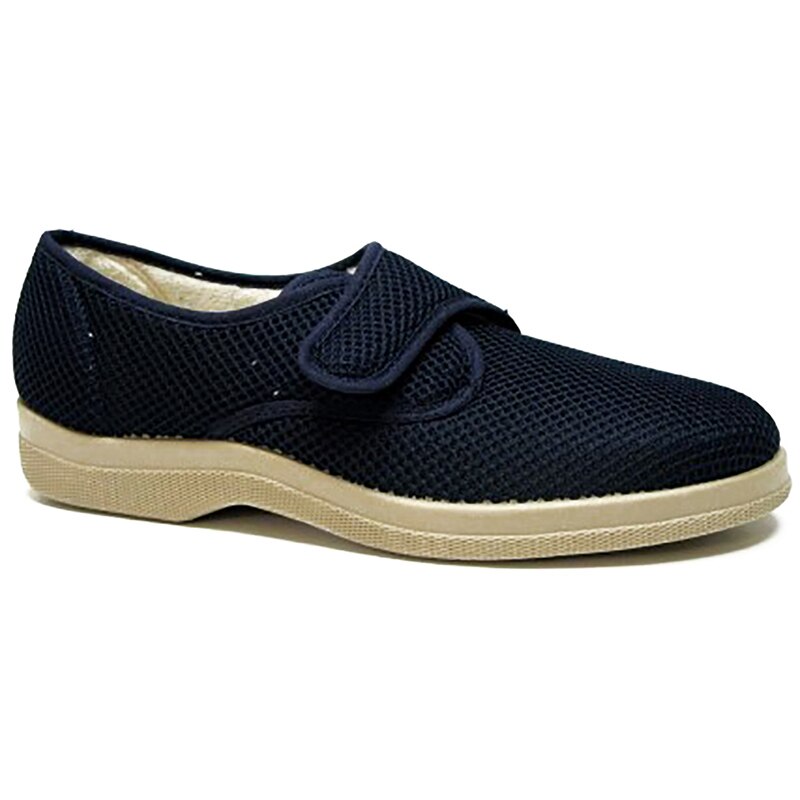 Zapatilla hombre sin costuras DOCTOR CUTILLAS,tejido lona azul marino con cierre de velcro - ANCHO ESPECIAL - 21310-258