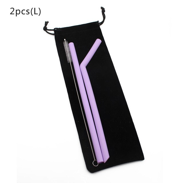 Food grade silicone straw drinking straws Reusable silicone straw FDA certification Environmental protection bar accessories: 2pcs large 01