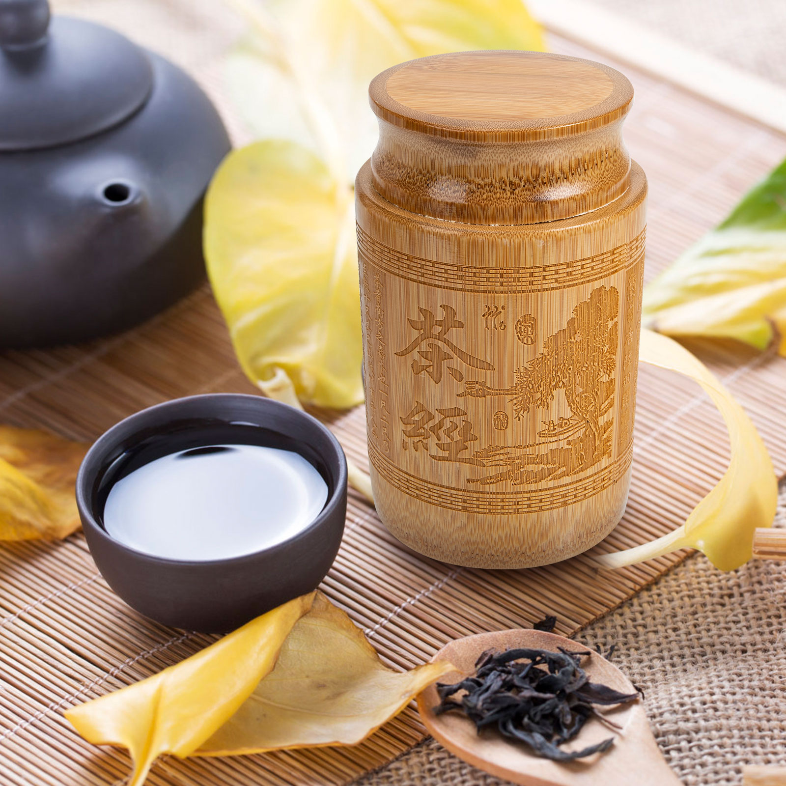 Multi-function Bamboo Tea Container Tea Leaf Storage Jar Natural Style Bamboo Tea Container