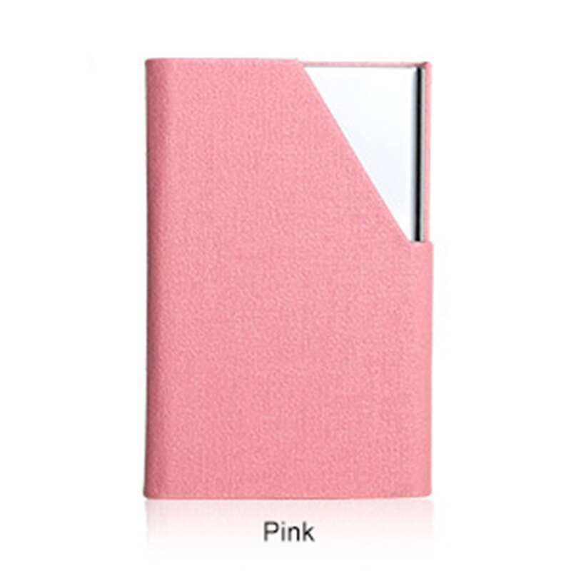 LILY QUEEN Women ID Card Holder Credit Cards Case Metal Stainless Steel Aluminum Alloy: Pink