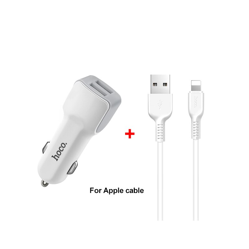 Hoco dual output usb biloplader til iphone  x 8 7 plus universel 5 v 2.4a hurtig usb oplader adapter til samsung  s9 s8 oneplus 6: Til apple kabel