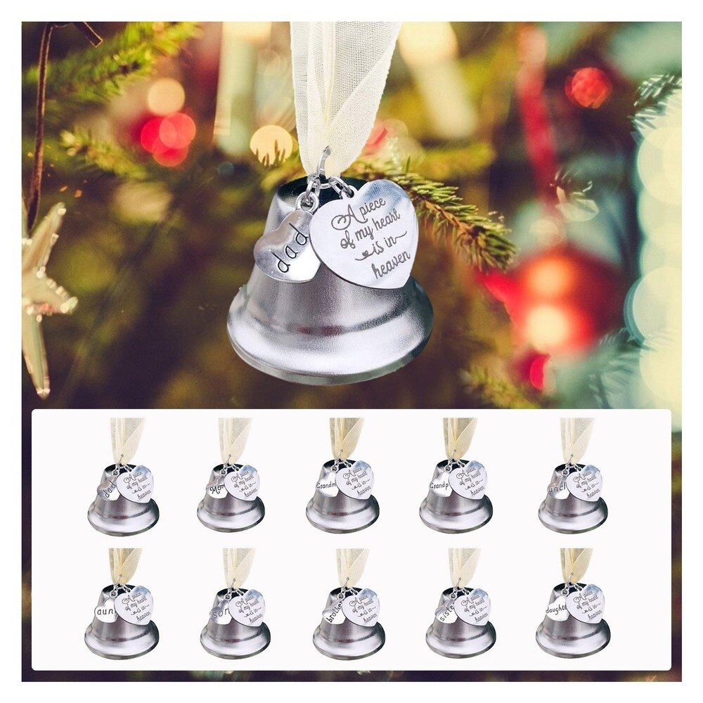 Campana de Ángel colgante de campana de Navidad, adorno conmemorativo para la pérdida del ser querido, de recuerdo de fieltro, decoración colgante para árbol de Navidad