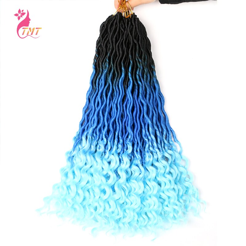 18" Faux Locs Curly Ends Crochet Hair Synthetic River Goddess Locs passion Twist Braiding Hair Extensions Faux Locs Curly Braids