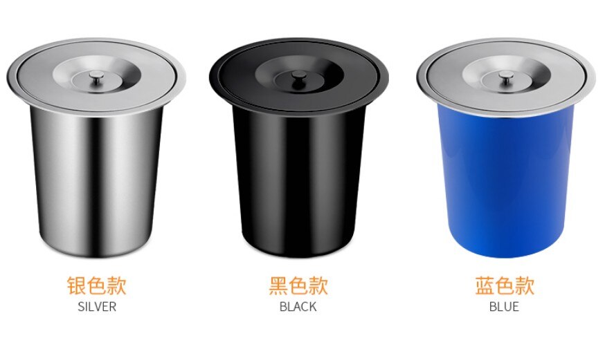 8L Higt Built-in Trash Can Kitchen Waste bin Stainless Steel Dustbin With Lid Garbage Bins