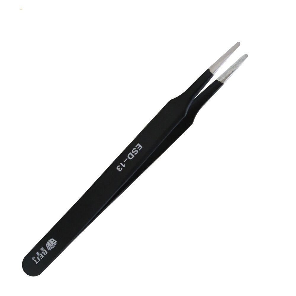 Stainless steel anti-static Black Metal Hand Tool Pincers Straight ESD Tweezers for phone repair
