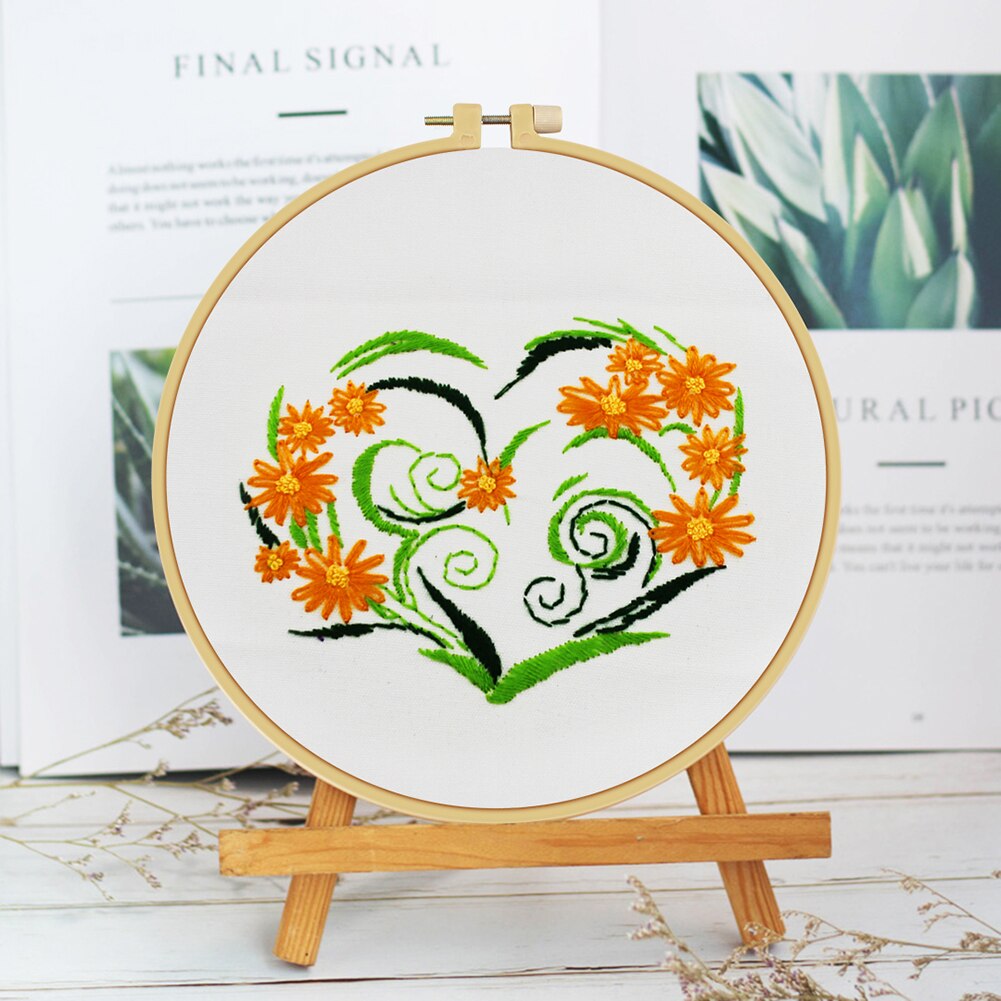 Flor naranja crisantemo flor kit de punto de cruz algodón seda bordado de hilo DIY hecho a mano costura set decoración del hogar