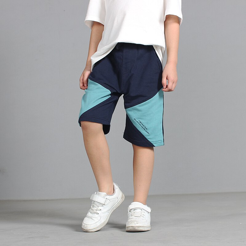 Kids Boys Shorts Summer Children Loose Splicing Sports Causal Shorts Blue/Gray For Teen Boys 120-160CM Wear Clj660