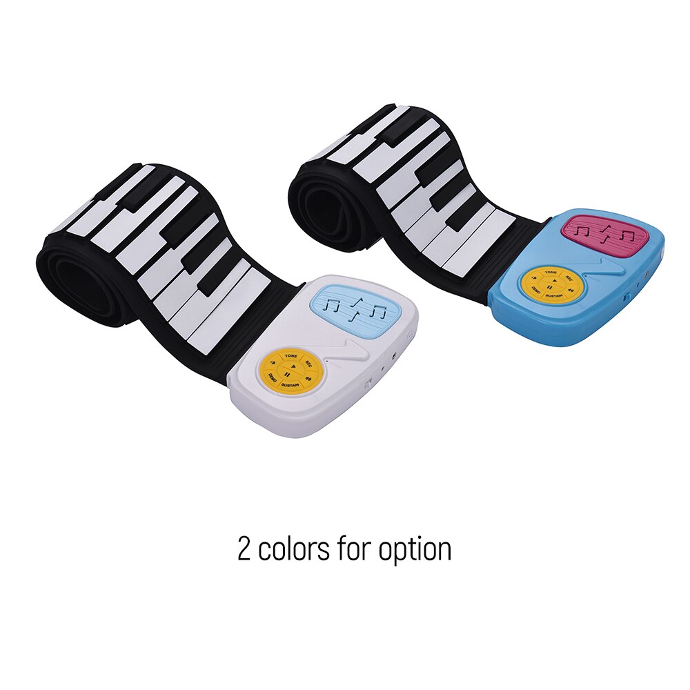 Teclado electrónico portátil de silicona de 49 teclas, altavoz integrado de Piano enrollable con pegatina de dibujos animados para niños