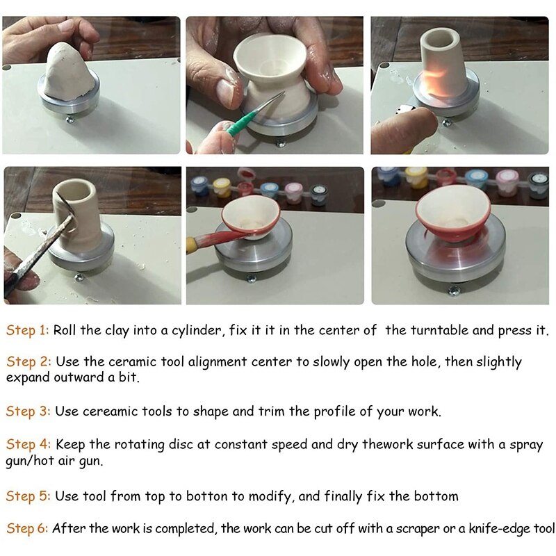 Pottery Wheel Machine, USB Pottery Making Kit with 6Pcs Ceramic Clay Tools, Electric Pottery Wheels DIY Kits