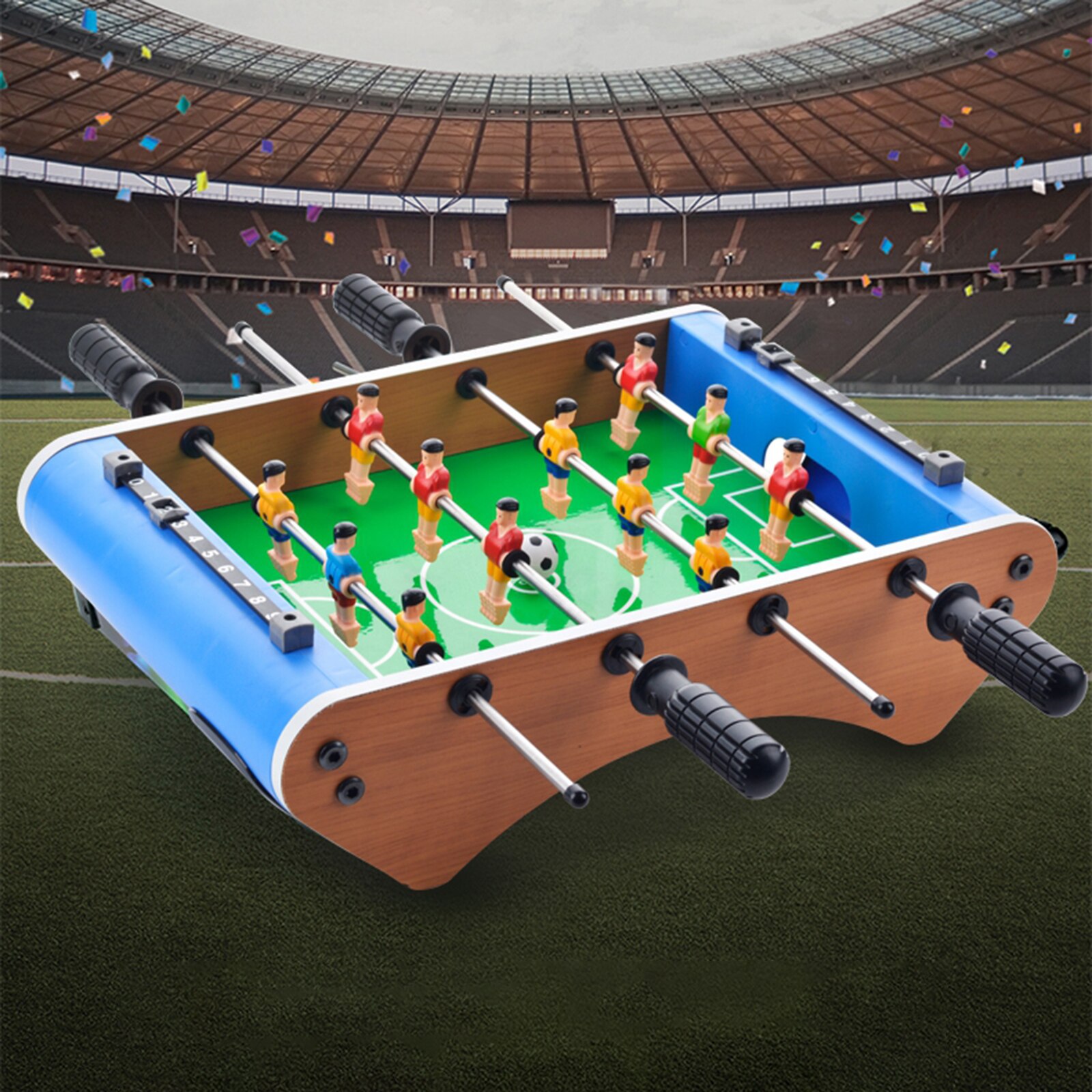 Juego de mesa de futbolín portátil, minijuego de fútbol, con pelota y