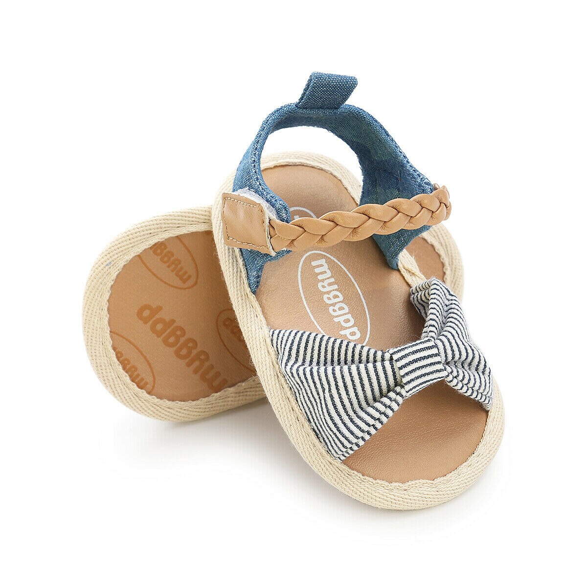 Newest Summer Kids Shoes Denim Sweet Children Sandals For Girls Toddler Baby Breathable Hoolow Out Bow Shoes: White / 12