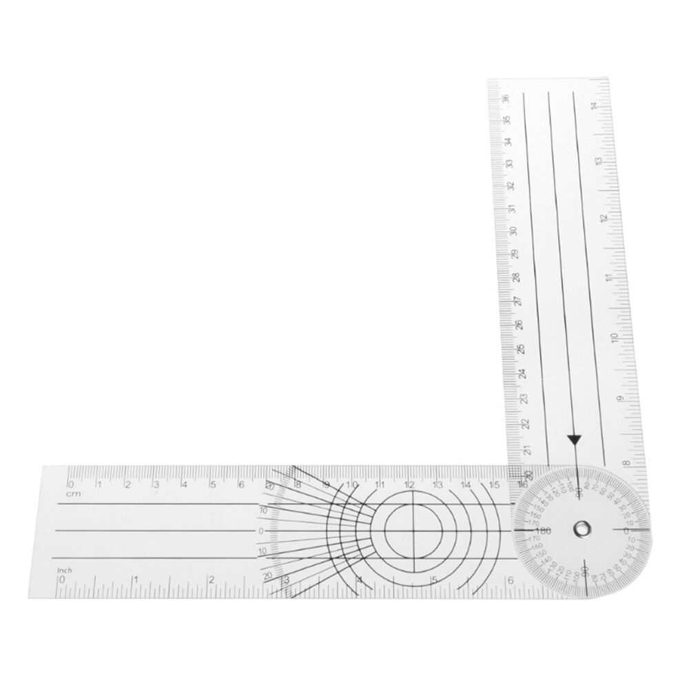 1ps Multi-Ruler 360 Degree Goniometer Angle Spinal Ruler CM/INCH Useful Measuring Ruler School Office Supplies