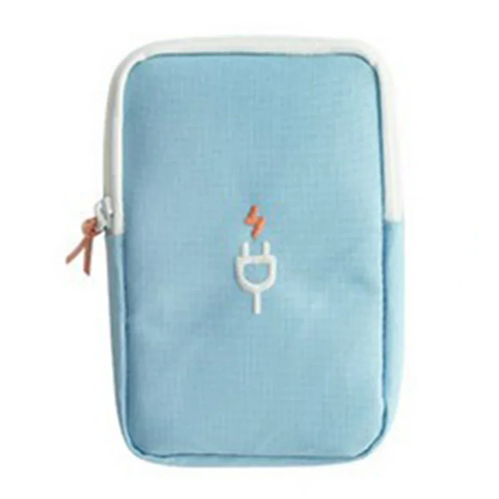 Tragbare Reise Gerät Organizer Tasche digitale Kabel tasche Elektronik Zubehör Aufbewahrung Trage tasche Tasche für USB Energie Bank: Blau