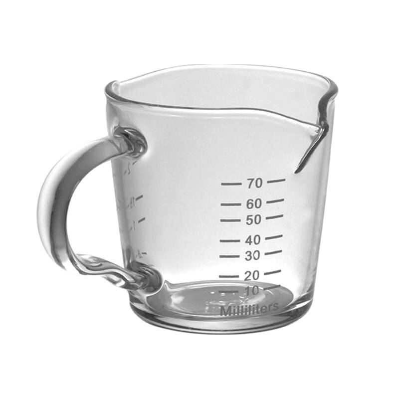 1Pc Espresso Cup With Scale Temperature Resistant Glass Measuring Cup Two-Mouth Cup