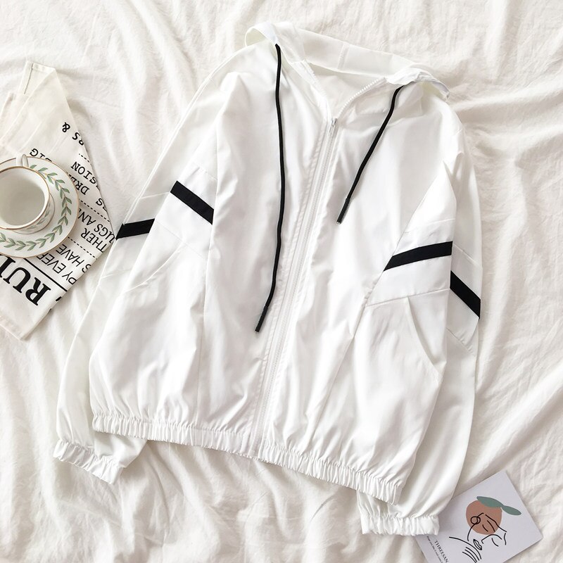 Jas dames roze kleding met capuchon damesjassen en jassen trekkoord streetwear studentenjas lichtgewicht chic: Wit / M