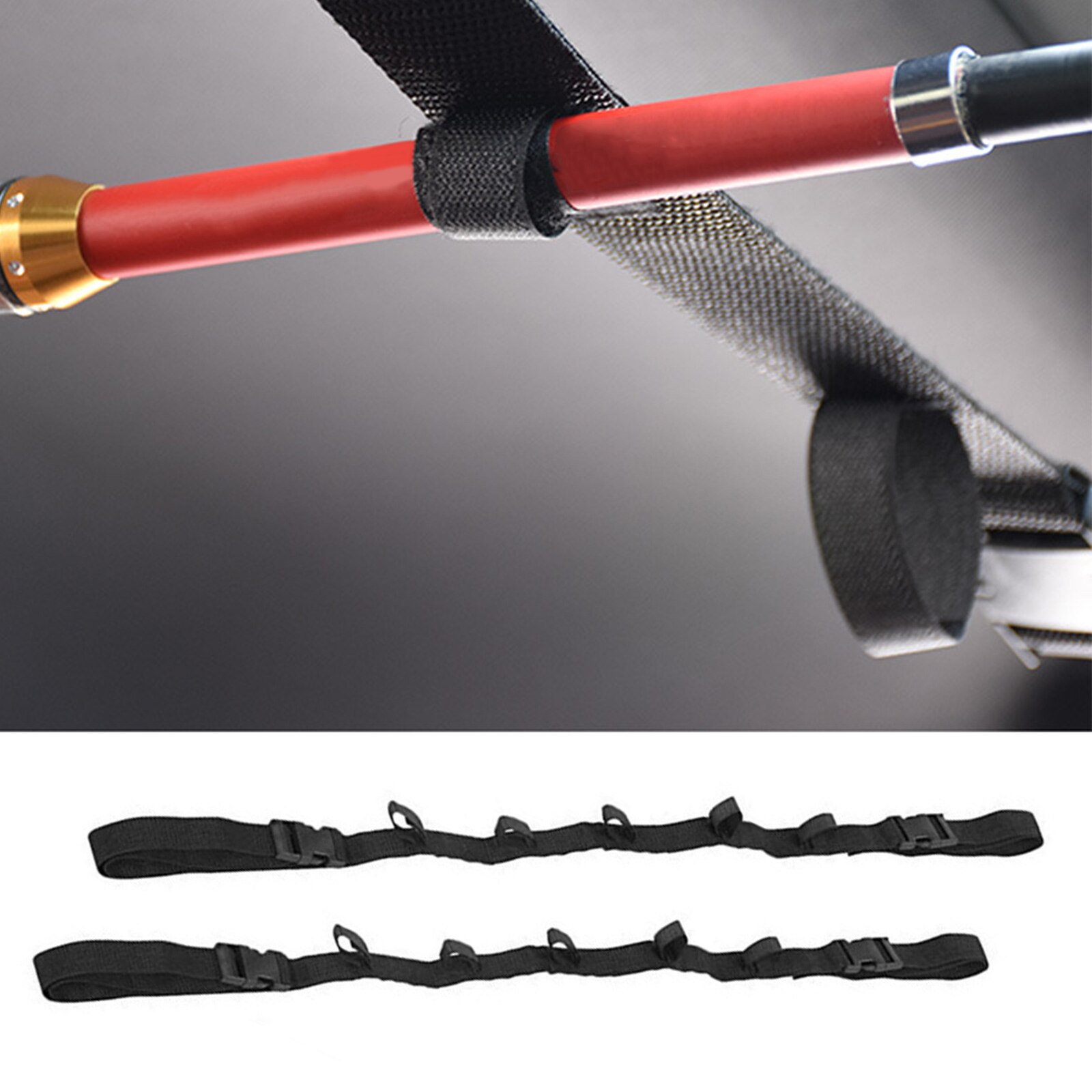 2pcs Fishing Rod Rack 5 Slot Vehicle Fishing Rod Rack Pole Holder Belt Strap ​Carrier Truck Fishing Gear Accessories Save Space
