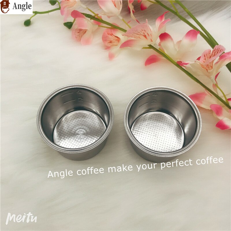 51mm 2/4 cups Coffee Tea Filter Basket 304 Stainless Steel safe material Coffee Machine Non Pressurized Filter Basket: 4 cups x2