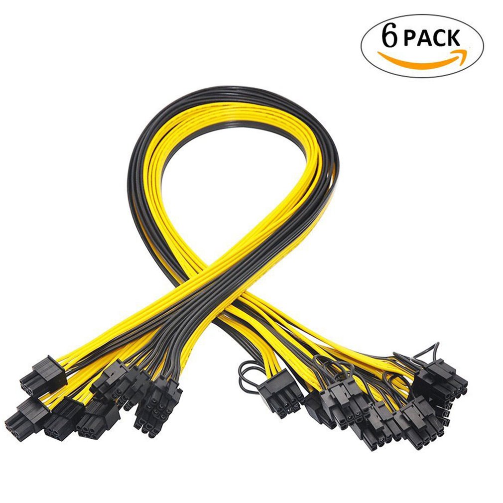 6 Pcs 6 Pin PCI-e To 8 Pin (6+2) PCI-e (Male To Male) GPU Power Cable 50cm For Graphic Cards Mining HP Server Breakout Board