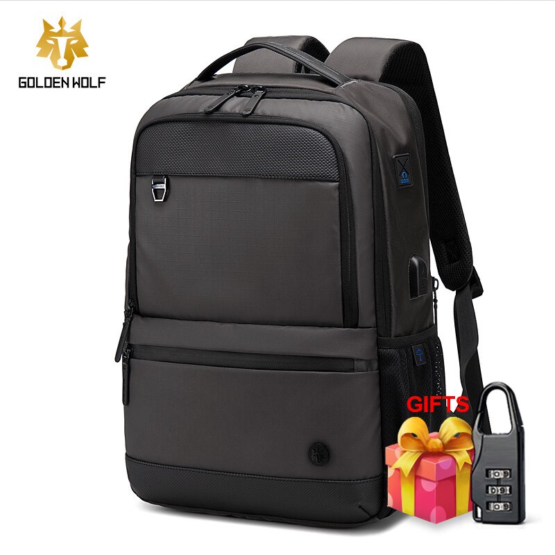 Anti diebstahl Vergrößern Rucksack USB Externe Lade 15,6 Zoll Laptop Rucksack Männer Wasserdicht Schule Rucksack taschen für Teenager: Grau