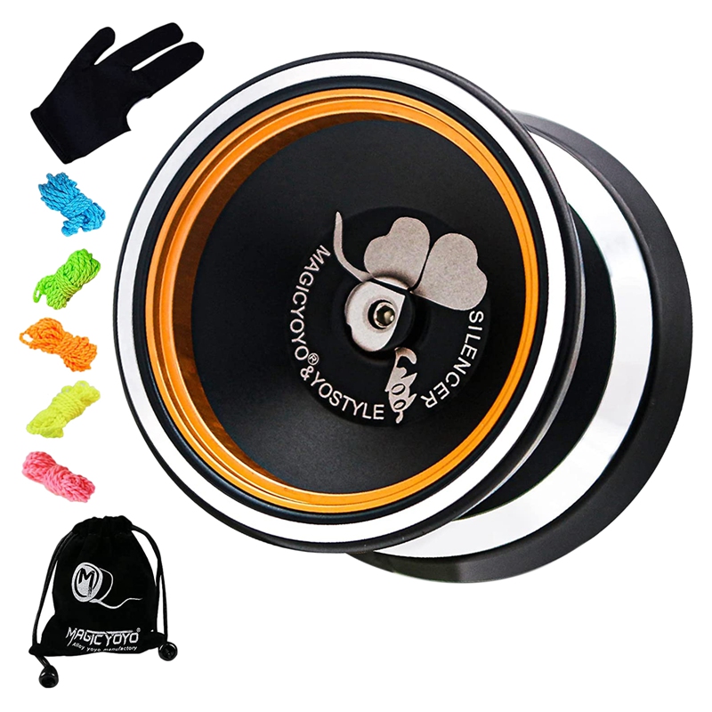 MAGICYOYO – Yoyo M001-B, Yoyo intermédiaire en alliage d&#39;aluminium avec anneau en métal + 5 cordes supplémentaires + gants + sac: Default Title