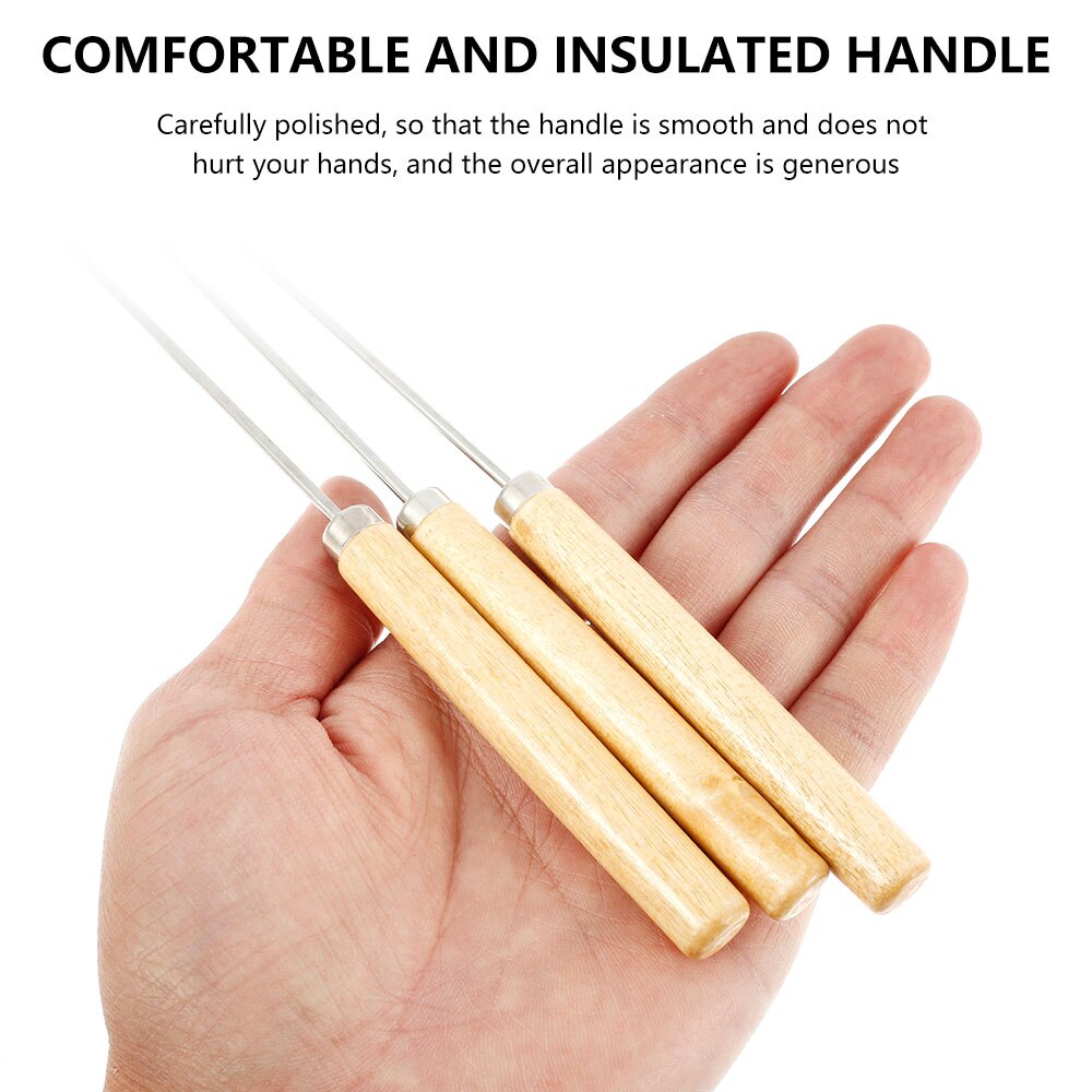 20 Pcs BBQ Barbecue Skewers Stainless Steel Barbecue Grilling Kebab Skewers Needle Reusable Camping BBQ Meat Sticks Kitchen Tool