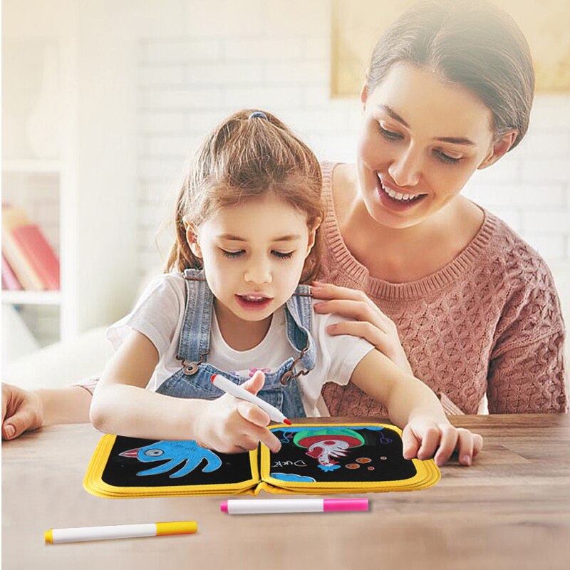 Kid Portable Painting Book Double-sided Erasable Drawing Book Animal Graffiti Writing Board Early Education Stationery Supplies