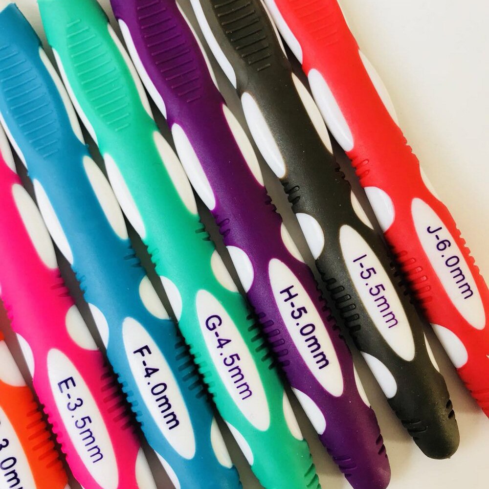 10 unids/set agujas de tejer Multicolor 2,0-10mm agarre suave con mango ergonómico Crochet gancho DIY artesanía hilo tejido aguja de Crochet
