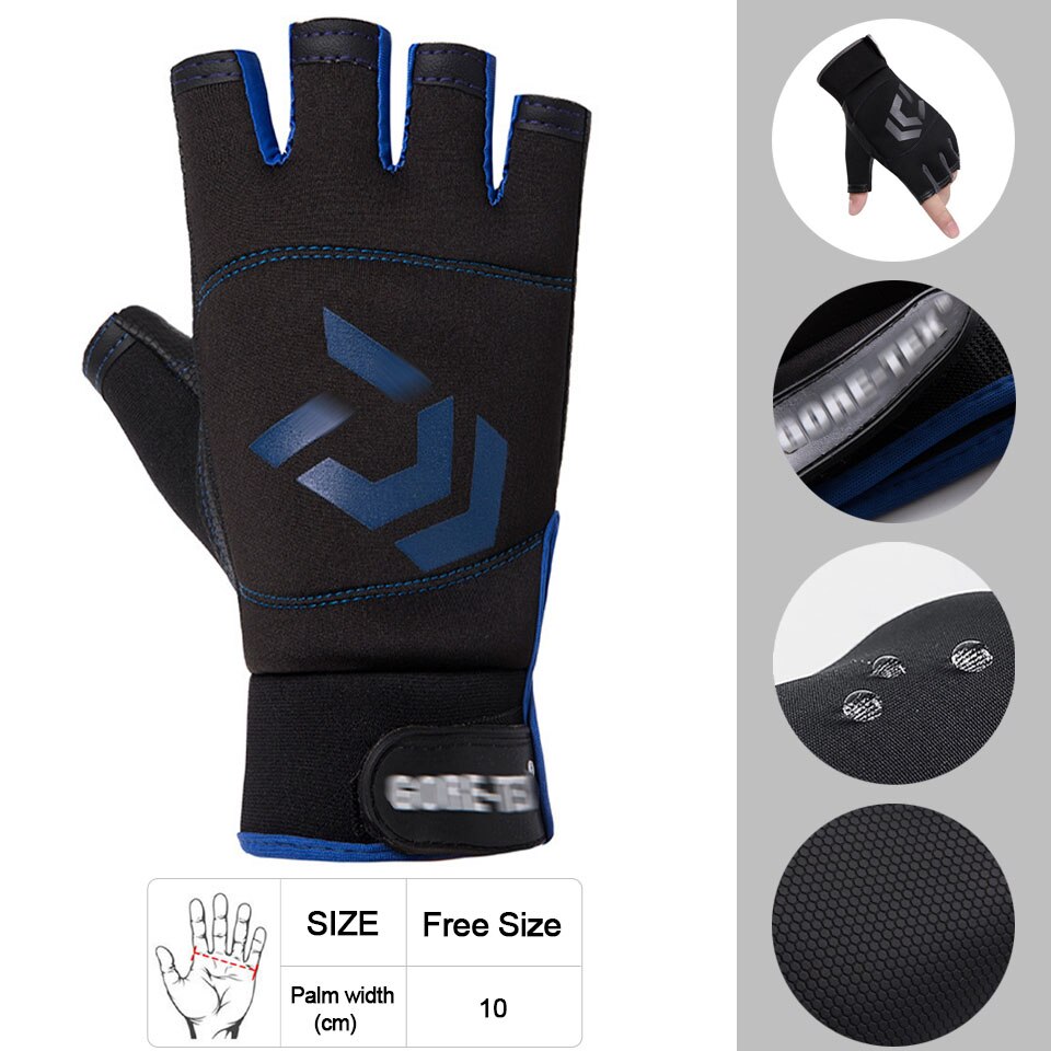 Männer Angeln Handschuhe Im Freien Nicht-slip Angeln Schutz Handschuhe Drei Finger Cut Sport Halbe Finger Handschuhe Angeln Wasserdicht: Type C Blue