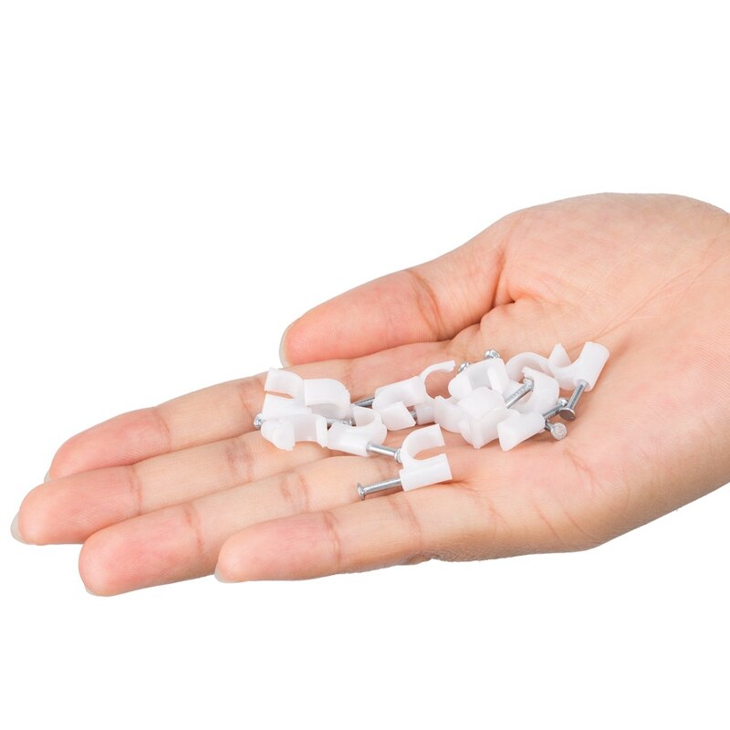300 Pieces Of White Cable Staples Clip Wall Wire Nail Fixture For Ethernet Cable Rg6 Rg59 Cat5 Cat6 Rj45 Tv Wire Cable 7Mm
