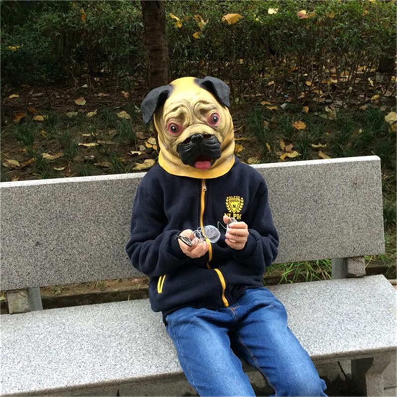 Masques d&#39;halloween fête Cosplay Shar Pei chien | Masque en Latex, accessoire Costume pour adulte, masque carlin, masque chien mignon décoratif d&#39;halloween cpw31