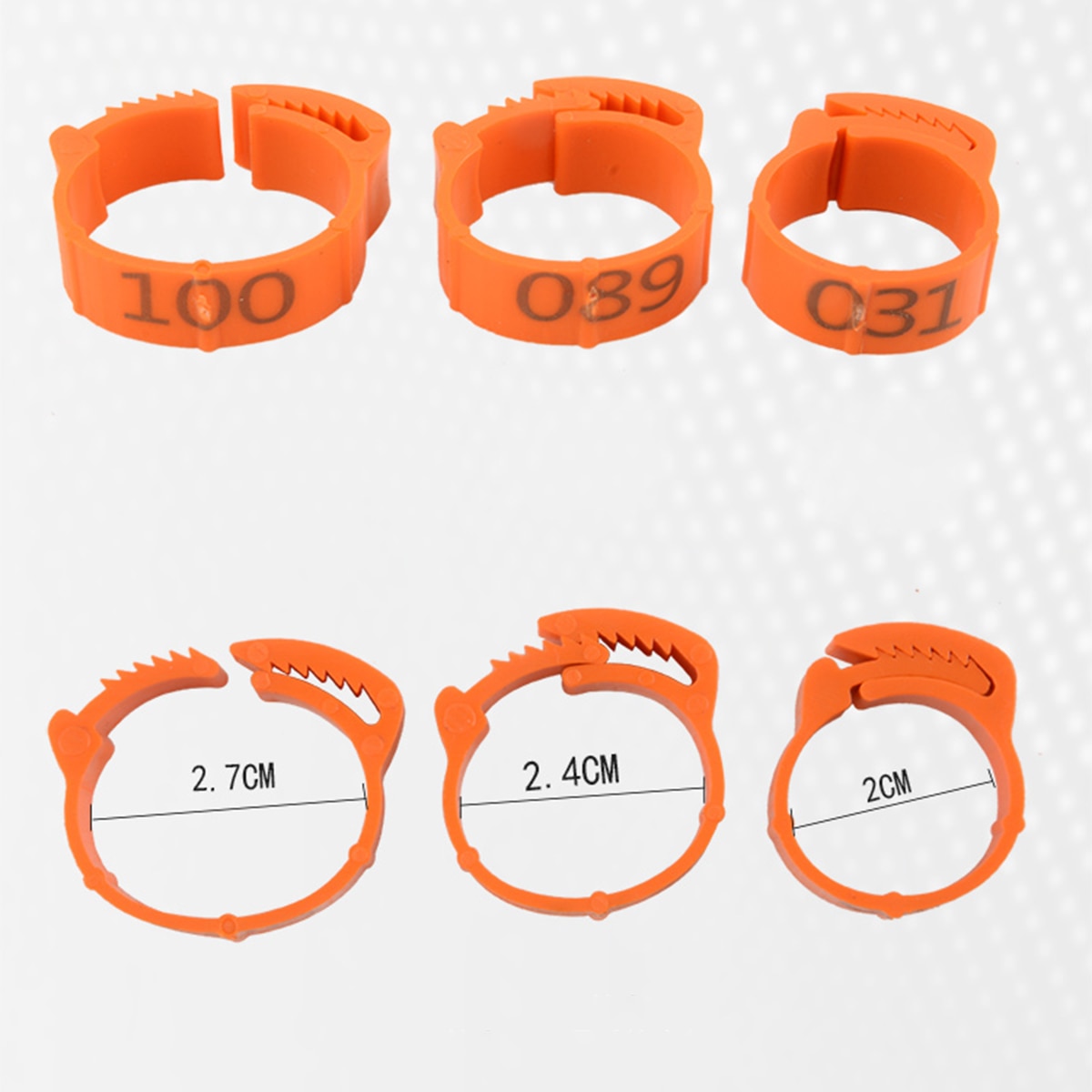 100 Pcs 20/24/27mm Identify Ring Carrier Pigeon Training Supplies Leg Number Bird Bands for Pigeon Chicks Bantam Chicken