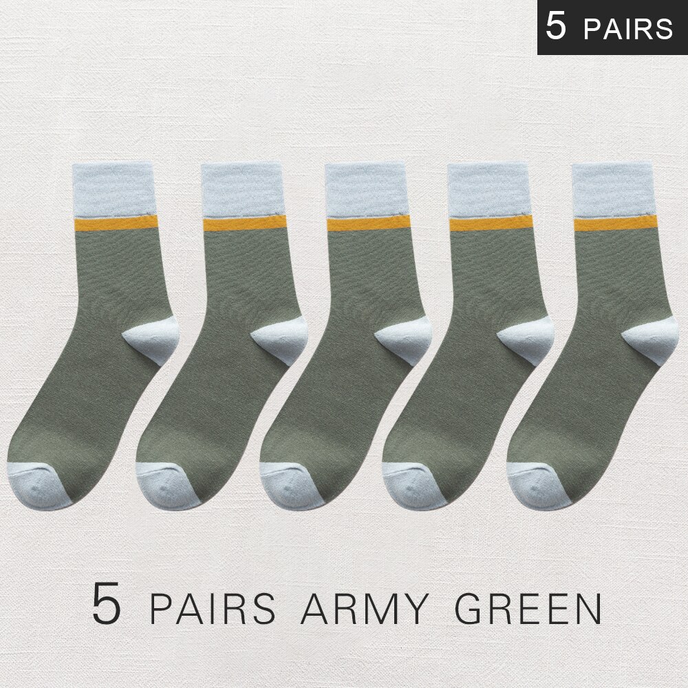 Calcetines de algodón transpirables para hombre, calcetín informal de negocios, , estilo Harajuku japonés, invierno,: 5 army green