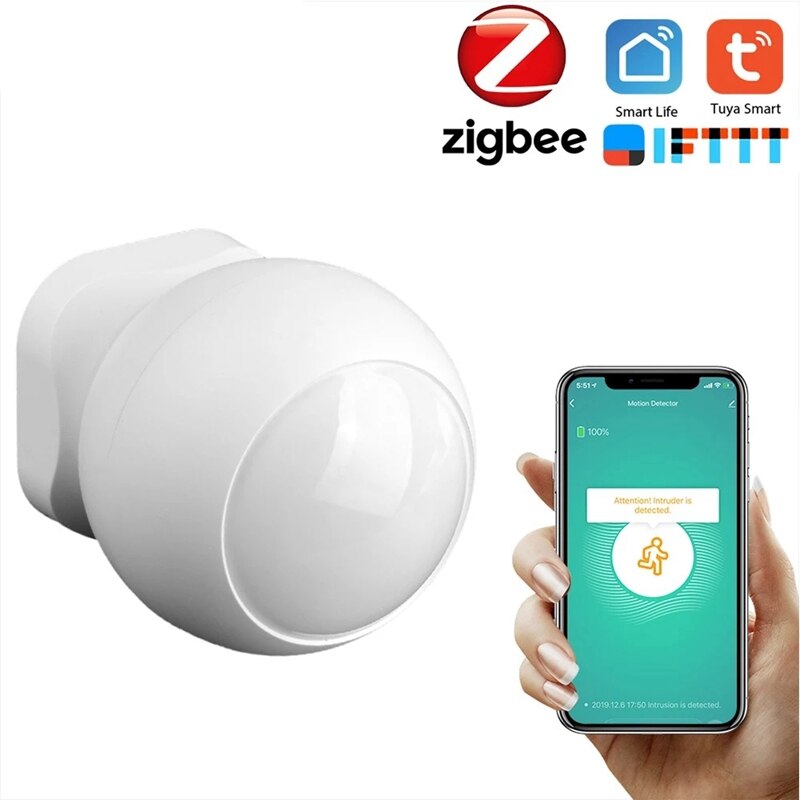 Tuya Powered ZigBee PIR Motion Sensor Wireless Passive Infrared Detector Security Burglar Alarm Sensor Tuya/SmartLife APP Contro