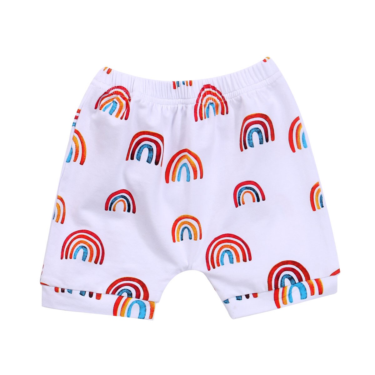 Pantalones cortos holgados para bebés de 0 a 3 años, bombachos a la , con patrón de Sol de arcoíris, estilo bohemio: A / 3 años