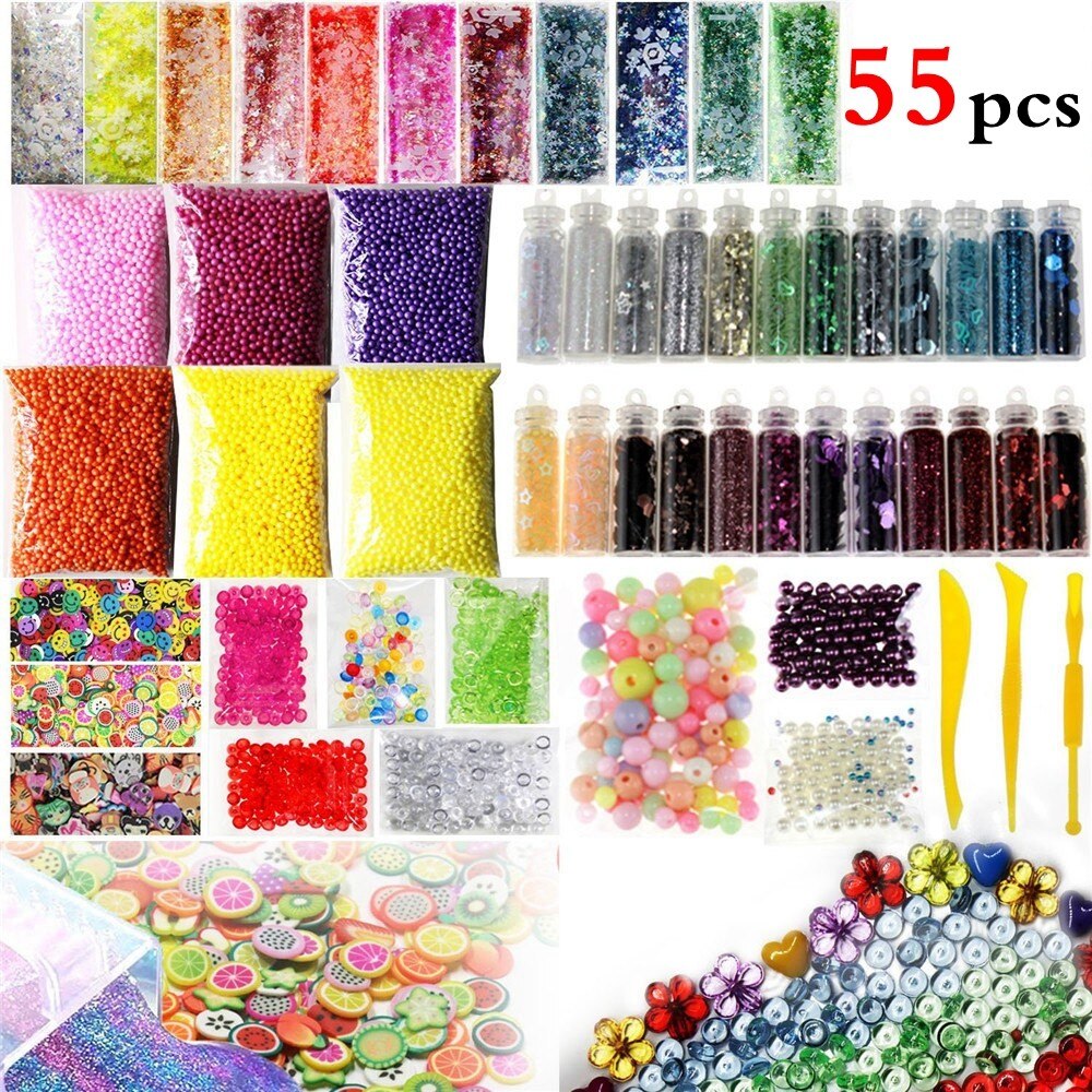 Diy slime making material set slime supplies kit 55 pack slime perler charms slime tools skumkugle  q90311