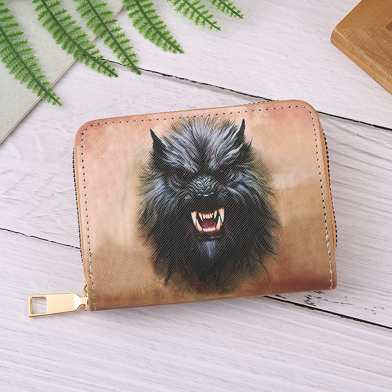 Short wallet, zero wallet, card bag with zipper, multi-purpose: black