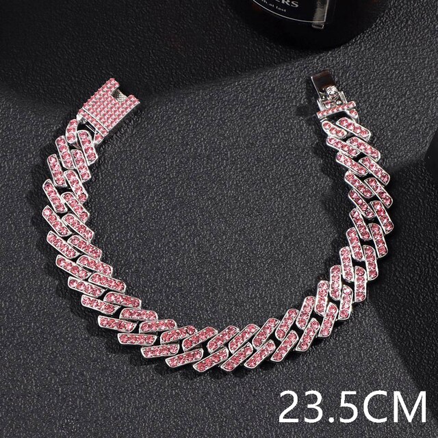 15mm Bling Strass Hip Hop Cuban Link Kette Armbänder für Frauen Männer Iced Out Volle Kristall Rapper Hand Kette luxus Schmuck: 0404RR