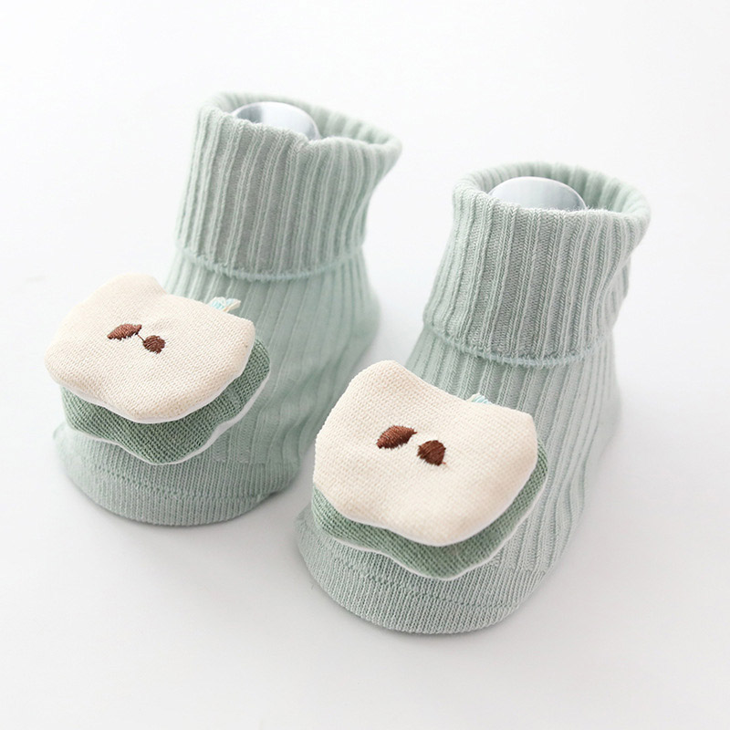 0-18 Months Cotton Children's Socks Baby Cartoon Fruit Rubber Anti Slip Floor Infant Socks Kids Toddlers Autumn Spring Stock: light green / 0-9M