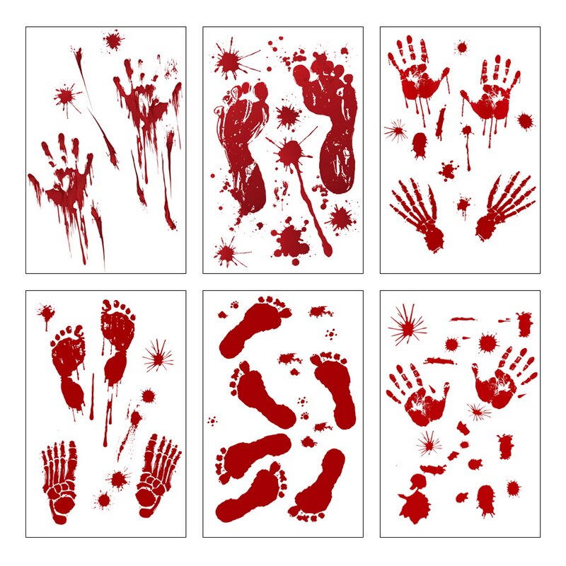 Halloween Decoratie Voor Thuis Verwijderbare Muursticker Horror Bloed Handafdruk Voetafdruk Sticker Muur Glazen Raam Stickers