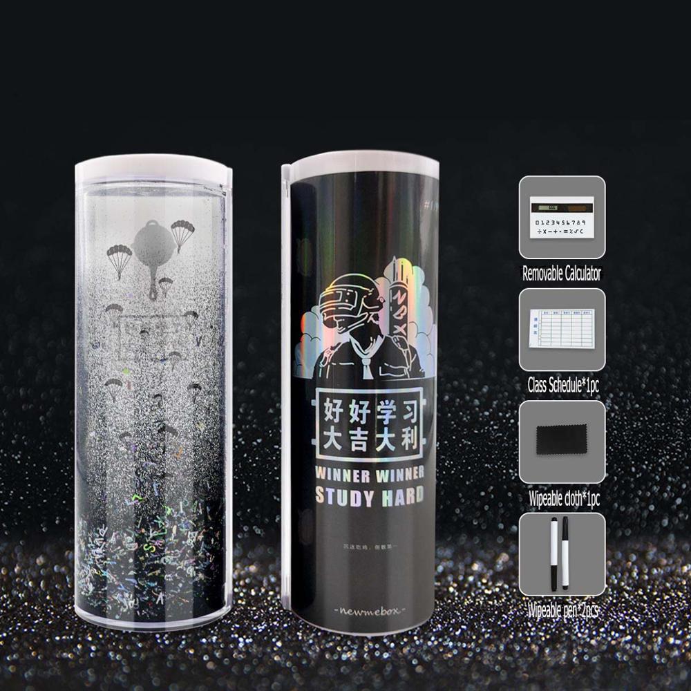 Ceative Cylindrical Pencil Box Case Quicksand Translucent Multifunction Pen Box Inner Solar Calculator Mirror Whiteboard: 15