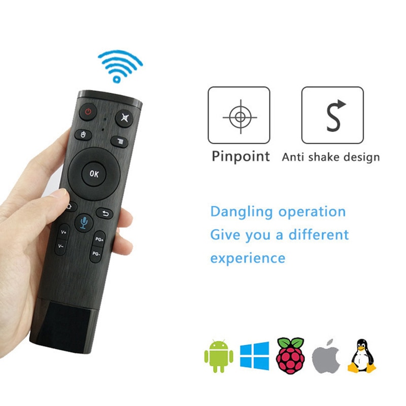 Voor Gyro Sensing Game 2.4 ghz Draadloze Microfoon Afstandsbediening Voice Control Fly Air Mouse voor Smart TV Android Box PC