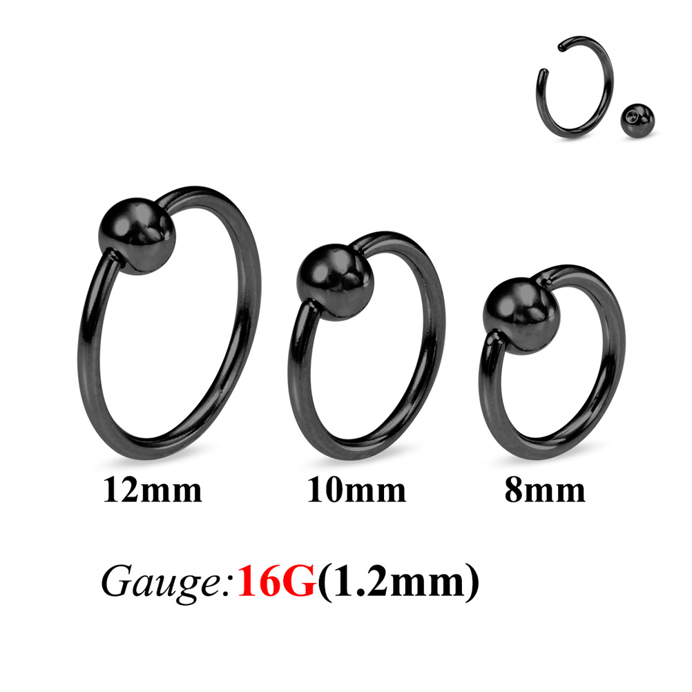 3PCS 16G Surgical Steel Ear Septum Piercing Nose Ring Ball BCR Piercings CBR Helix Tragus Labret Rings Piercings Body Jewelry: SILVER PLATED