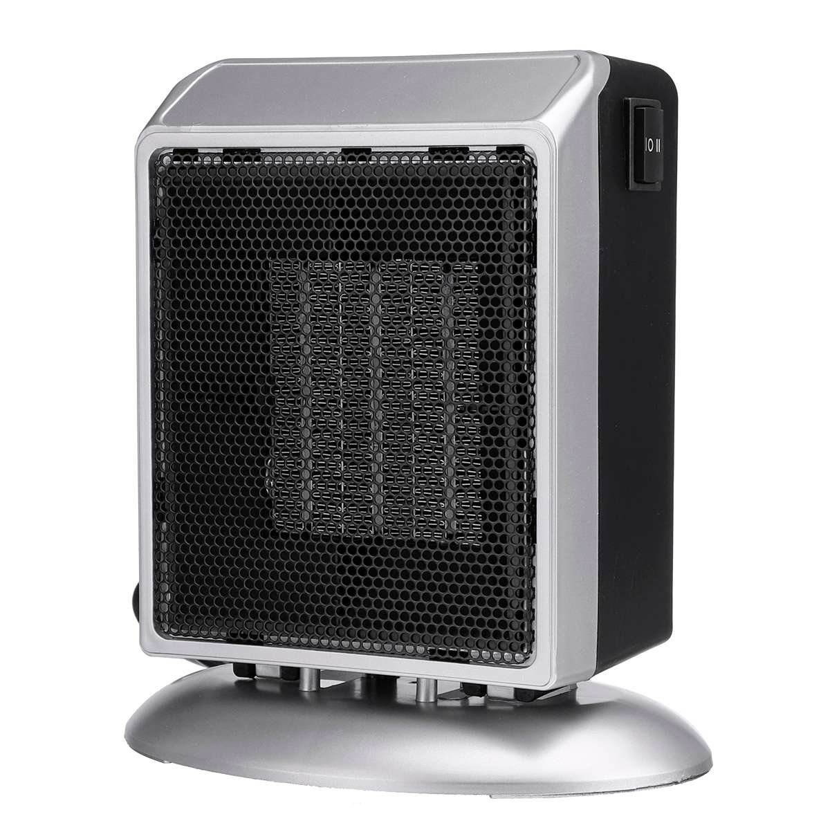 900W 2 Levels Adjustable Electric Winter Heater Fan Mini Over-heat Protection Space Warmer Heating Low Noise & No Radiation: Silver / EU