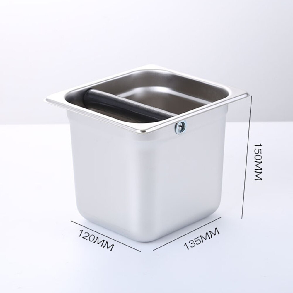 Stainless Steel Espresso Grinds Waste Bin Espresso Dump Container Handmade Coffee Residue Bucket Size L Silver